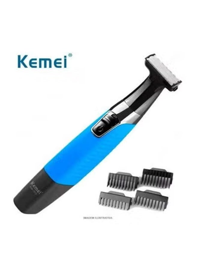 Kemei KM-1910 6-Piece One Blade Face Shaver Set Black/Blue - Image 1