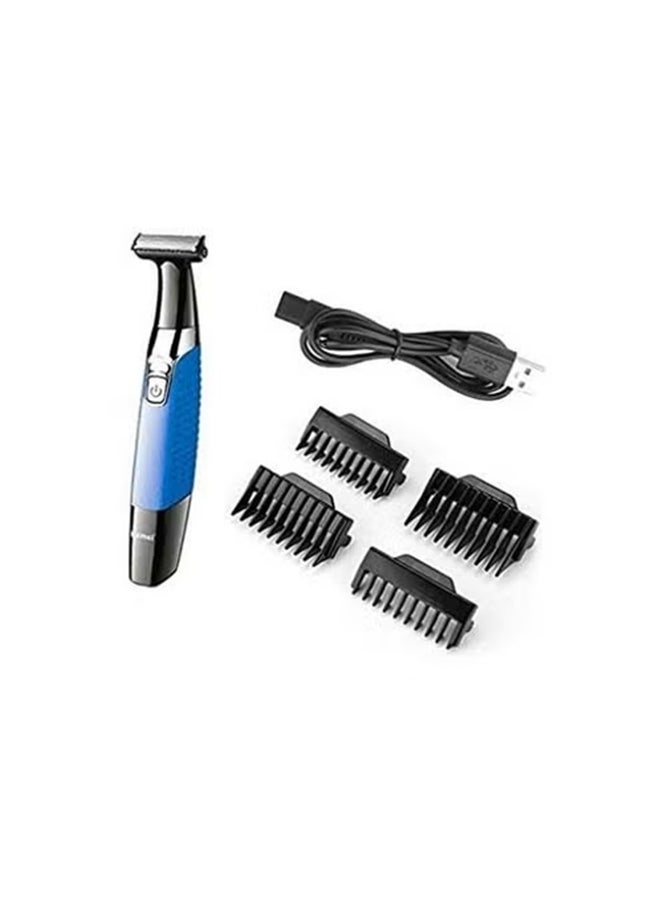 Kemei KM-1910 6-Piece One Blade Face Shaver Set Black/Blue - Image 2