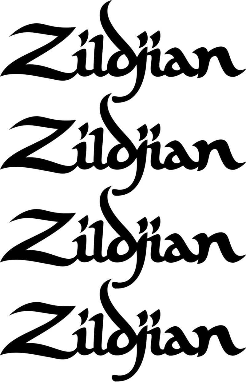 Zildjian Logo Sticker 4pcs. Black Vinyl for Musical Instruments drums cymbals all sizes available. (4INCH)