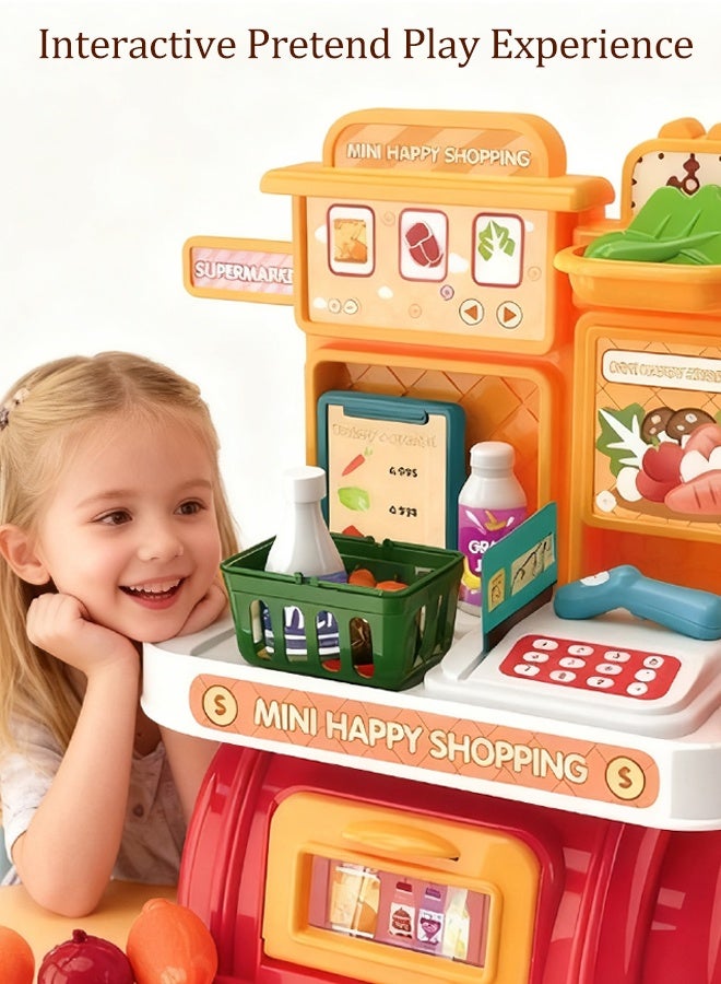 Cash Register Toy for Kids, 28 PCS Pretend Play Calculator Cash Register Toy, Simulated Grocery Store Playset, Children's Supermarket Play Toys, Shop Pretend Play for Kids，Multi-Function Simulated C - Image 4