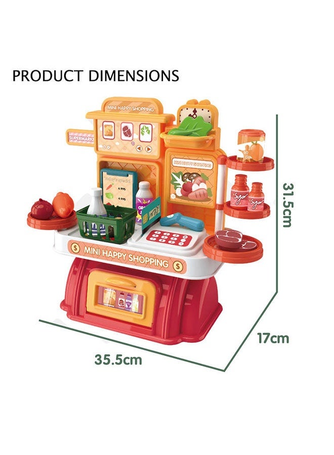 Cash Register Toy for Kids, 28 PCS Pretend Play Calculator Cash Register Toy, Simulated Grocery Store Playset, Children's Supermarket Play Toys, Shop Pretend Play for Kids，Multi-Function Simulated C - Image 2