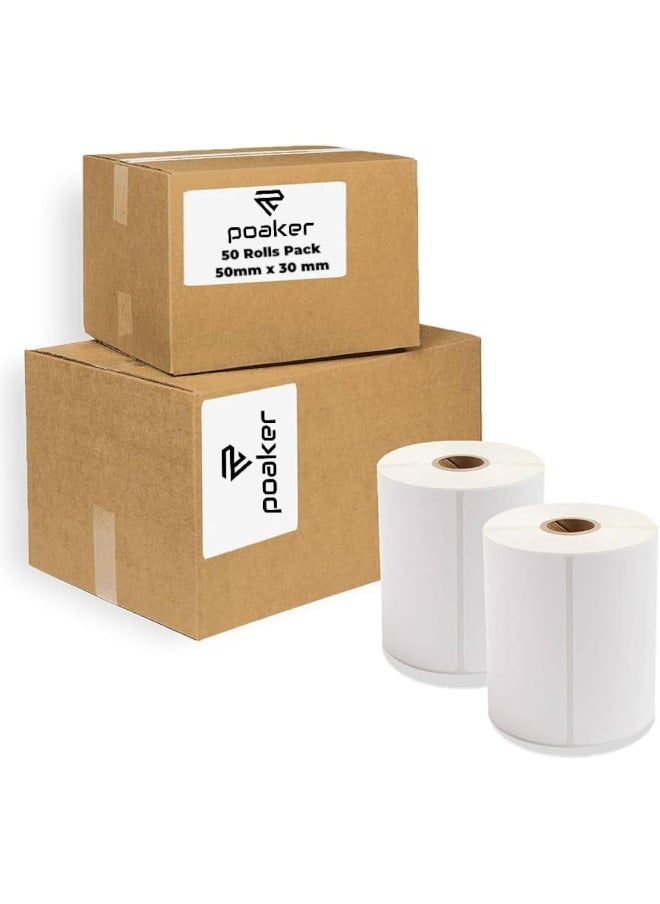 Poaker Direct Thermal Multipurpose Labels 50x30mm, Adhesive Scratch Proof Compatible with Zebra Rollo & Multi Label Printers for SKU ASIN barcode Labeling  - Image 1