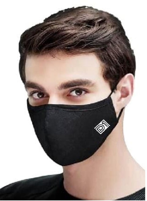 A Face Mask With an Elegant Design, 100% Cotton (Pack of 12 Pieces), Black