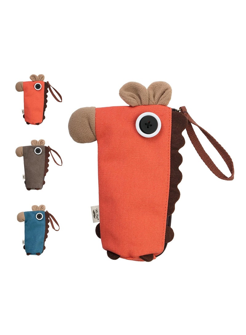 SYOSI Animal Pencil Case, Stand Up Red Donkey Pencil Pouch for Kids, Cute Pen Case for Girls and Boys, School Pencil Case Pouch, Ideal for Stationery Storage - Image 1