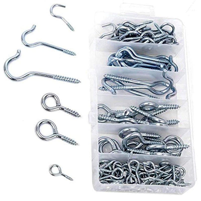 DIY Crafts CTDIYHI21071 Home Depot Set Silver Zinc Plated Eye Bolt Assortment and Hooks for Hanging Pack of 175 - Image 3
