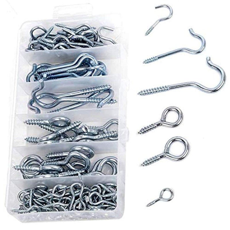 DIY Crafts CTDIYHI21071 Home Depot Set Silver Zinc Plated Eye Bolt Assortment and Hooks for Hanging Pack of 175 - Image 2