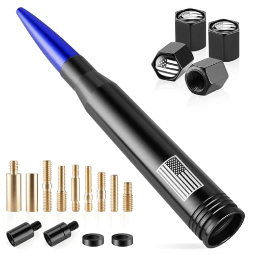 BJSIA American Flag Car Antenna for Truck with Valve Stem Caps Universal Compatible with Ford Dodge Chevrolet GMC Jeep Toyota Truck Car Accessories AntiTheft Antenna Topper Blue - Image 1