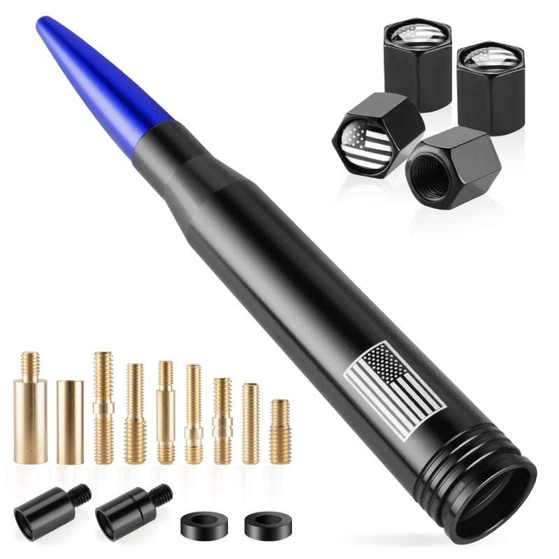 BJSIA American Flag Car Antenna for Truck with Valve Stem Caps Universal Compatible with Ford Dodge Chevrolet GMC Jeep Toyota Truck Car Accessories AntiTheft Antenna Topper Blue - Image 3