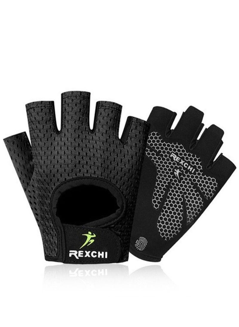REXCHI Men's And Women's Half Finger Exercise  Cycling Anti-skid Breathable Gloves