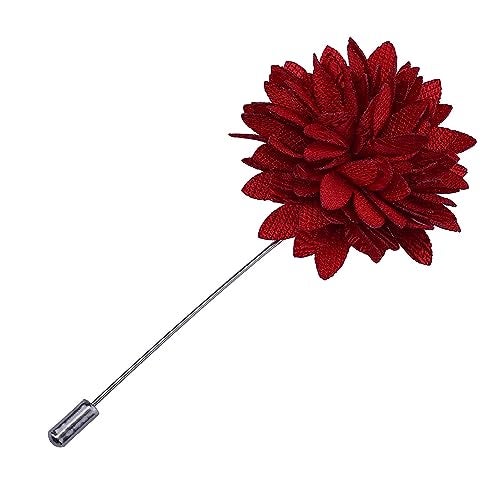 GUSLESON Mens Red Wedding Tie Solid Paisley Necktie Pocket Square Cufflinks and Lapel Pin Brooch Set (IN6103-05) - Image 3
