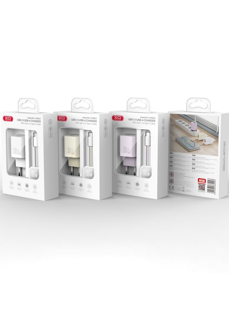 XO XO Fast Charger with Dual 30W USB-C & 18W USB-A Charging Ports with Type-C to IP Cable Supports iPhone  - Image 2