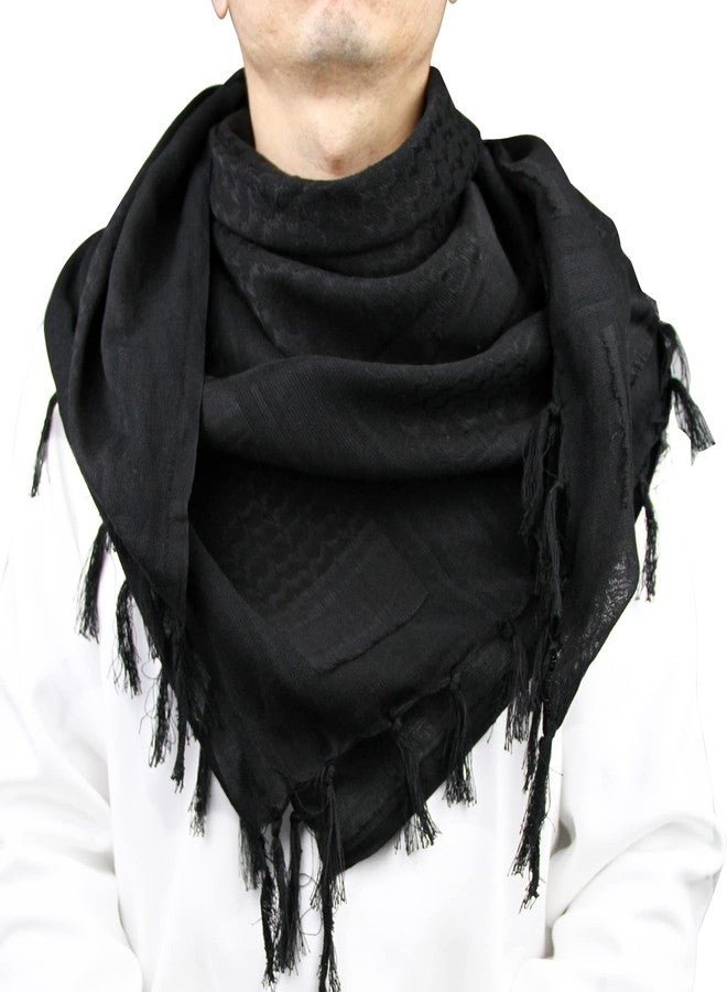 LOOGU Shemagh Tactical Scarf Arab Wrap with Tassel Military Head Neck Scarf for Men and Women All-Season Desert Hunting Gear for Outdoor Adventures and Casual Wear (Black) - Image 2