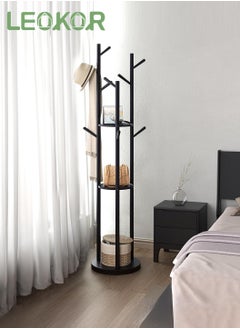ليوكور رف معطف مكون من 9 خطافات، شماعة معطف أنيقة قائمة بذاتها مع تصميم للتخزين وغصن شجرة، رف معطف للمدخل للمعاطف والحقائب والقبعات وكاتم الصوت  - Image 1