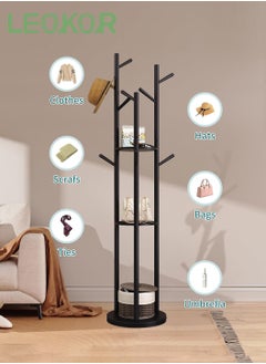 ليوكور رف معطف مكون من 9 خطافات، شماعة معطف أنيقة قائمة بذاتها مع تصميم للتخزين وغصن شجرة، رف معطف للمدخل للمعاطف والحقائب والقبعات وكاتم الصوت  - Image 2