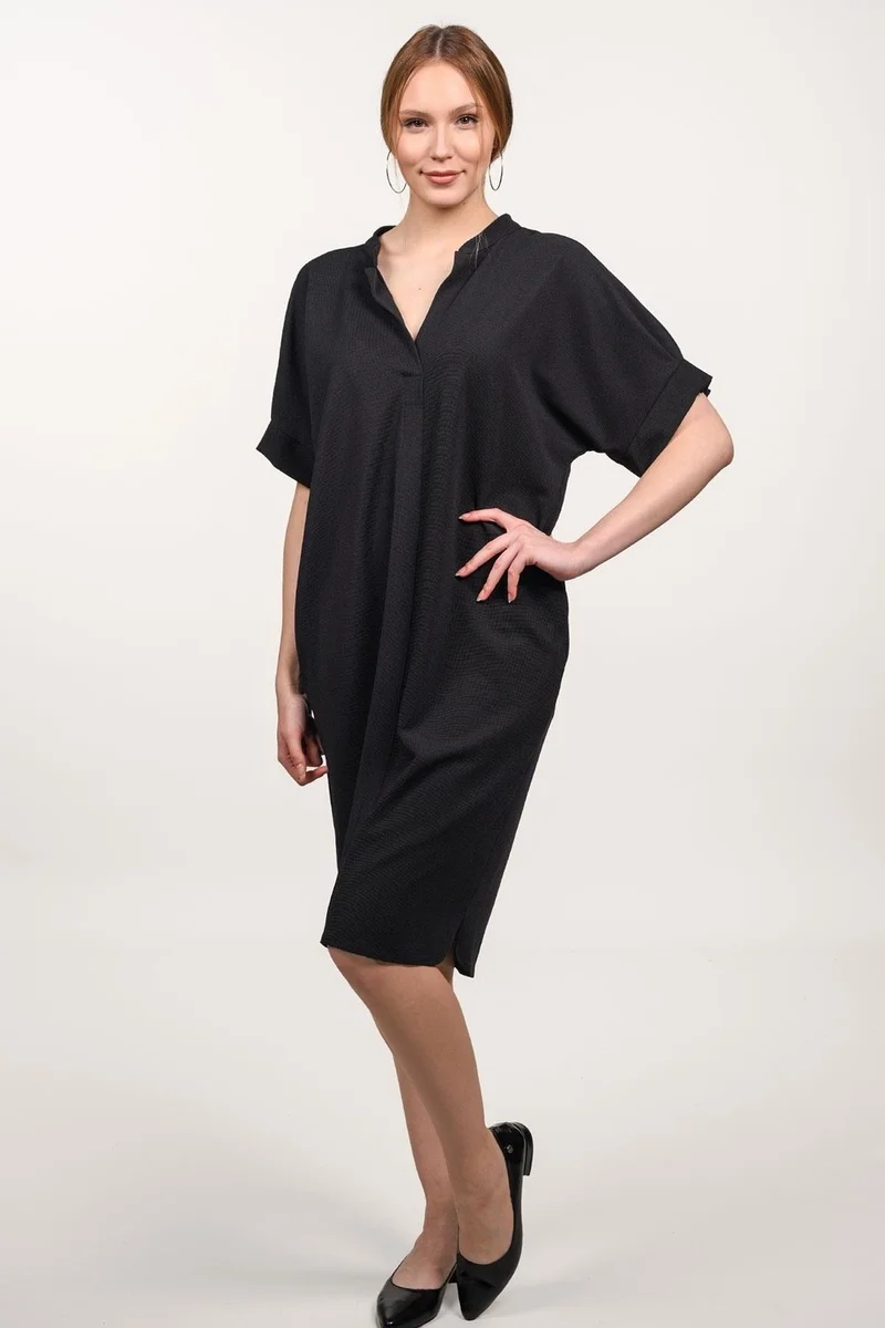 Alexander Gardi Textured Black Midi Dress