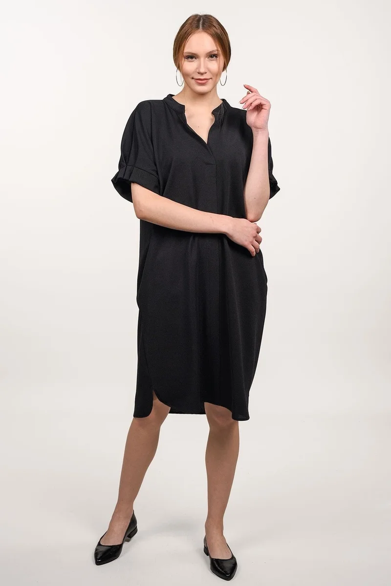 Alexander Gardi Textured Black Midi Dress