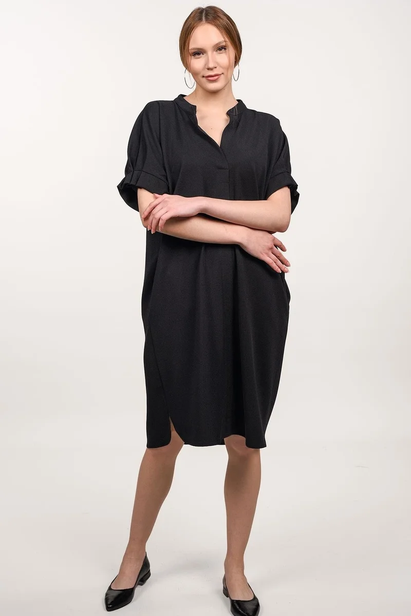 Alexander Gardi Textured Black Midi Dress