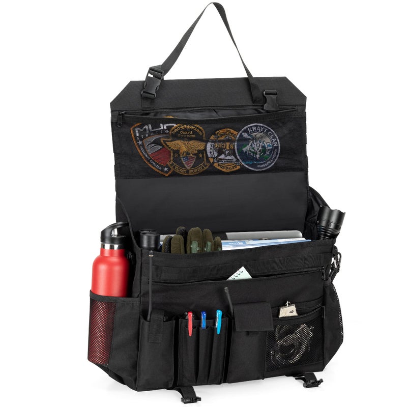 Trunab Patrol Bag, Car Front Seat Organizer, Police Duty Bag for Law Enforcement with 15.6â€ Laptop Sleeve, Molle Webbing, Multiple Compartment, Removable Straps, Black - Image 1
