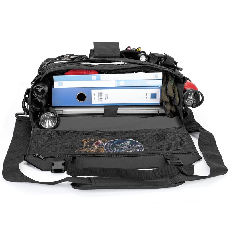 Trunab Patrol Bag, Car Front Seat Organizer, Police Duty Bag for Law Enforcement with 15.6â€ Laptop Sleeve, Molle Webbing, Multiple Compartment, Removable Straps, Black - Image 4