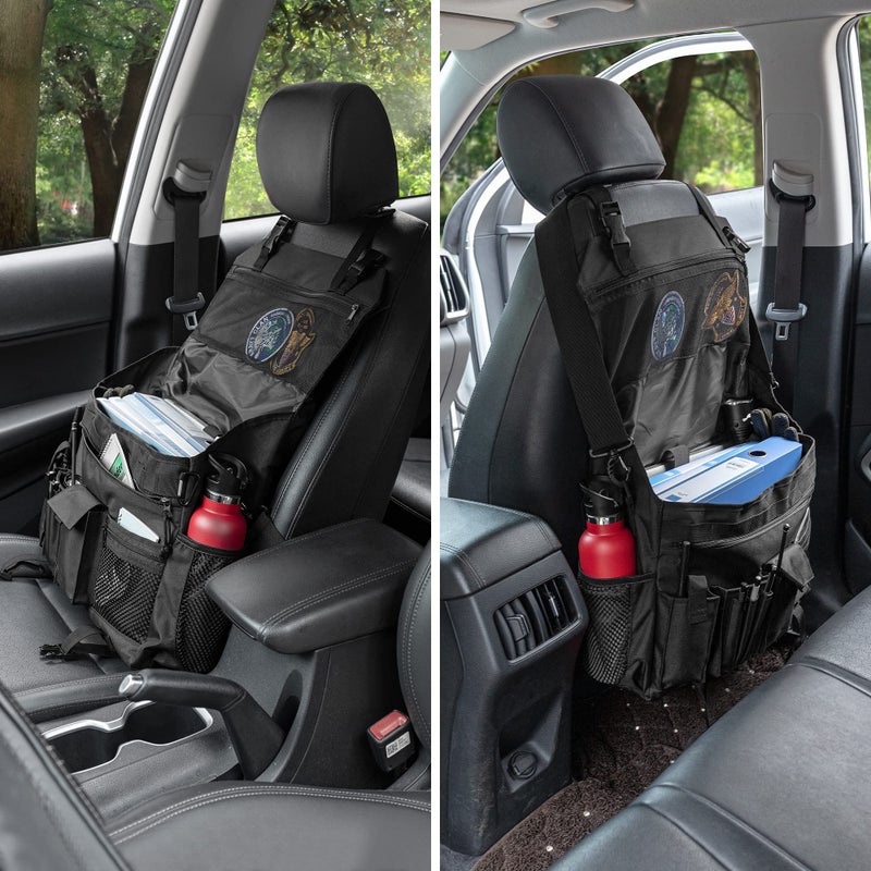 Trunab Patrol Bag, Car Front Seat Organizer, Police Duty Bag for Law Enforcement with 15.6â€ Laptop Sleeve, Molle Webbing, Multiple Compartment, Removable Straps, Black - Image 2