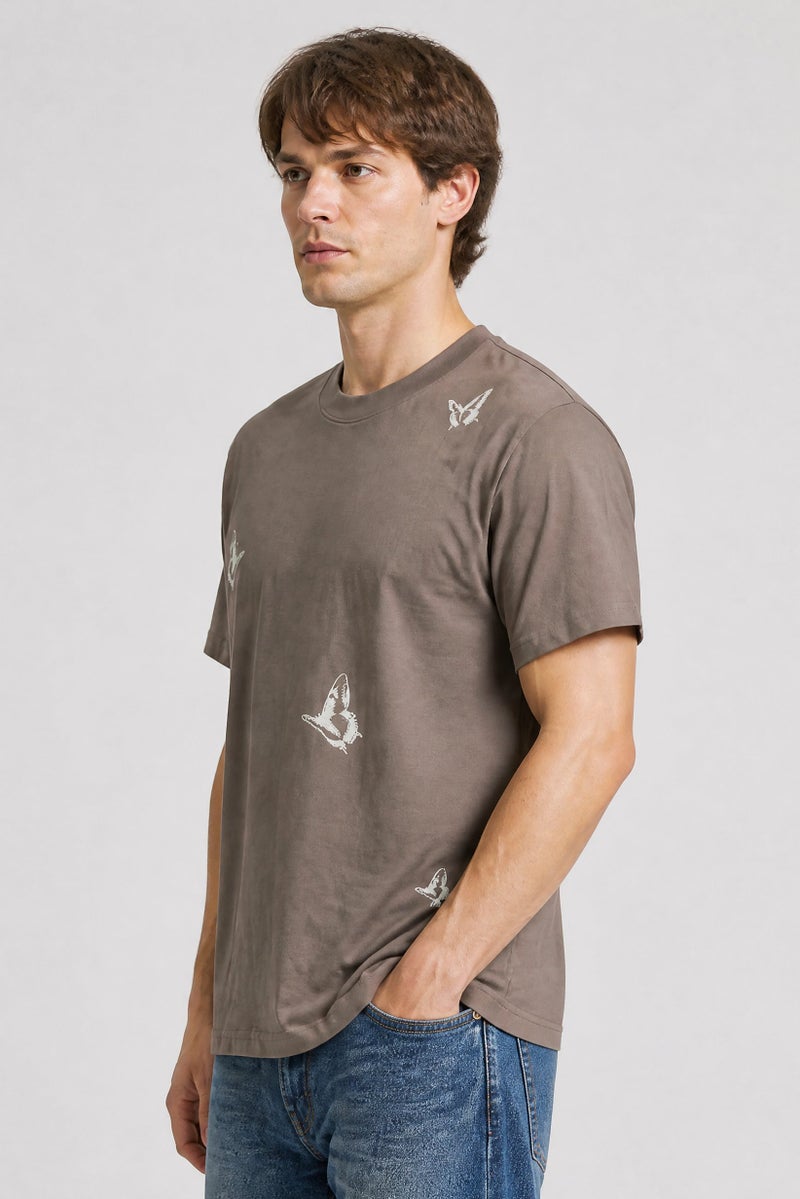 GOOD FOR NOTHING Men Crew Neck Graphic Print Short Sleeve T-Shirt, Grey - Image 5
