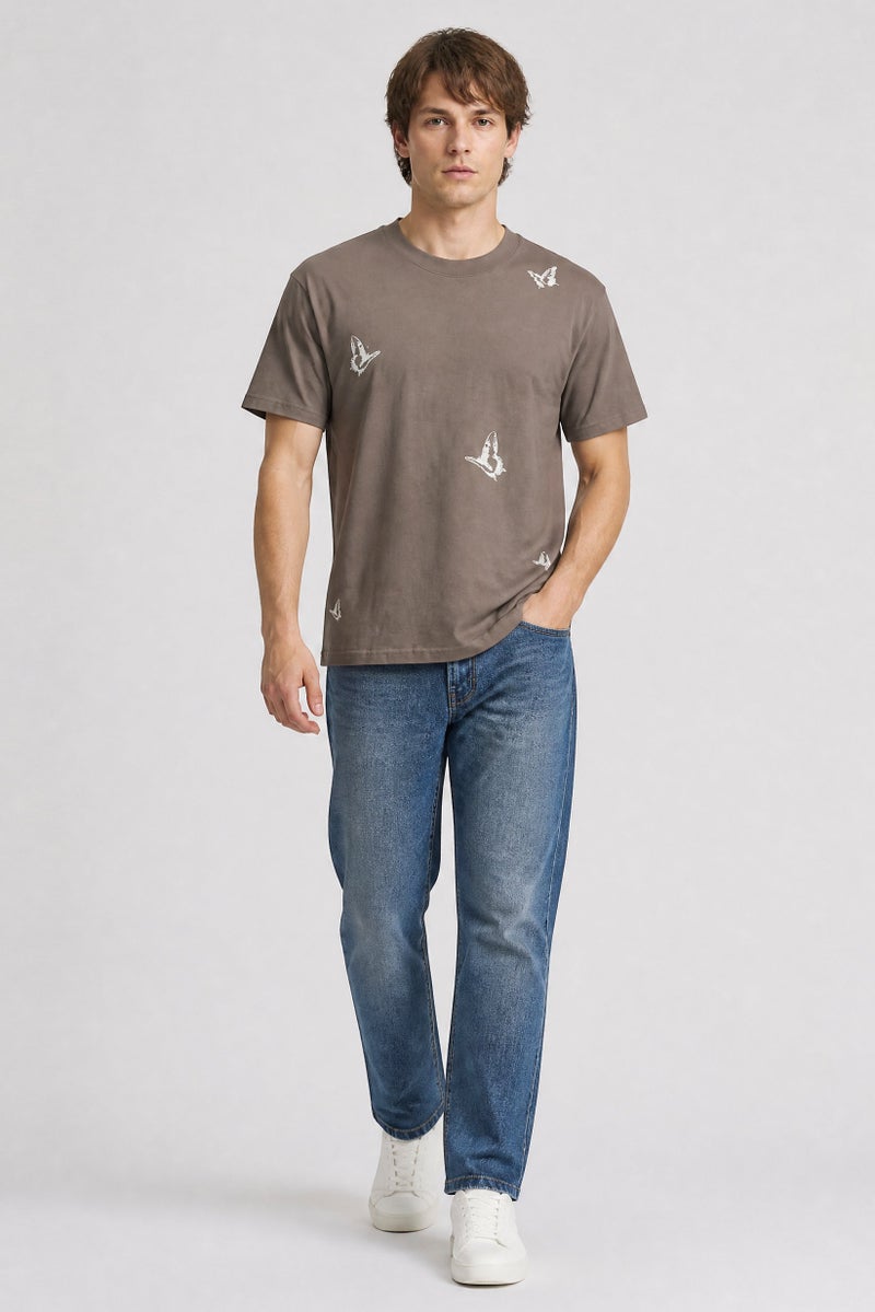 GOOD FOR NOTHING Men Crew Neck Graphic Print Short Sleeve T-Shirt, Grey - Image 4
