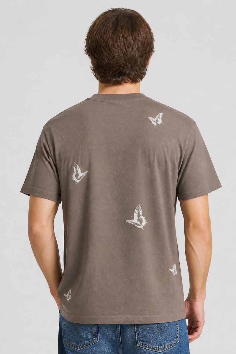 GOOD FOR NOTHING Men Crew Neck Graphic Print Short Sleeve T-Shirt, Grey - Image 3