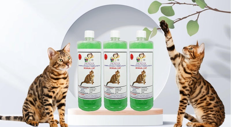 SWACCH Shampoo Specially Formulated for Bengal Cat (1 Litre) (Pack of 3) Neem Alovera - Image 2