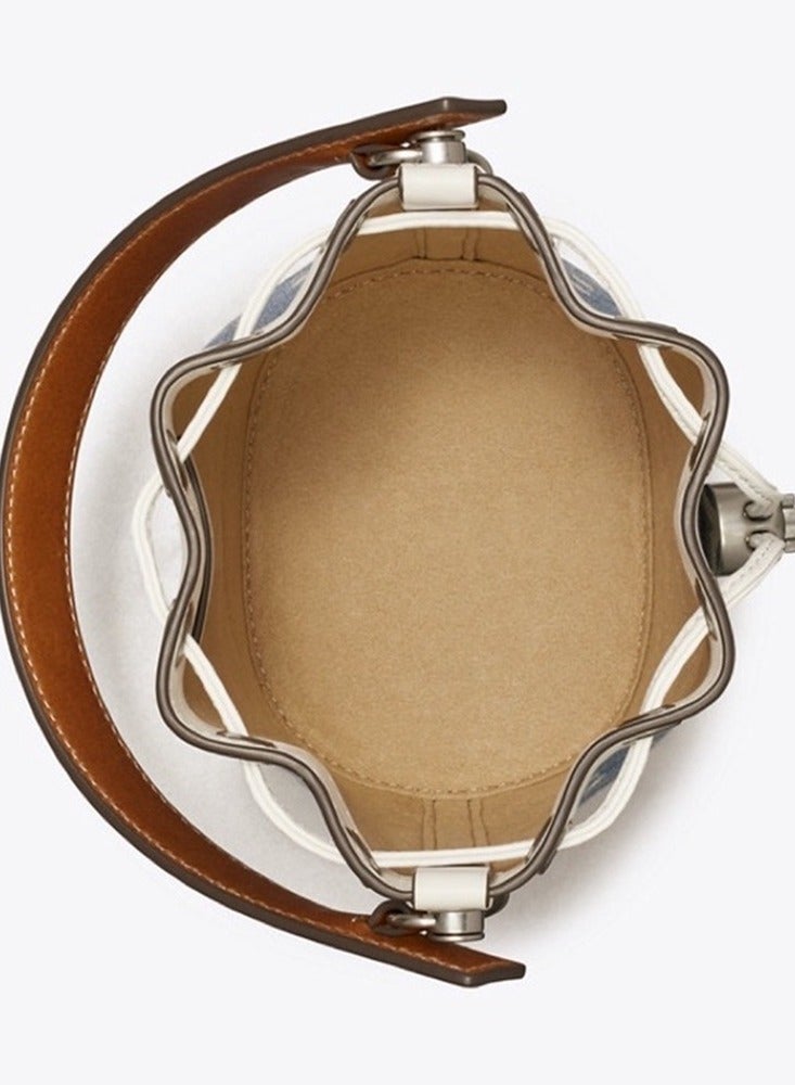 Burch Tory  Mini T Monogram Jacquard Bucket Bag - Image 3