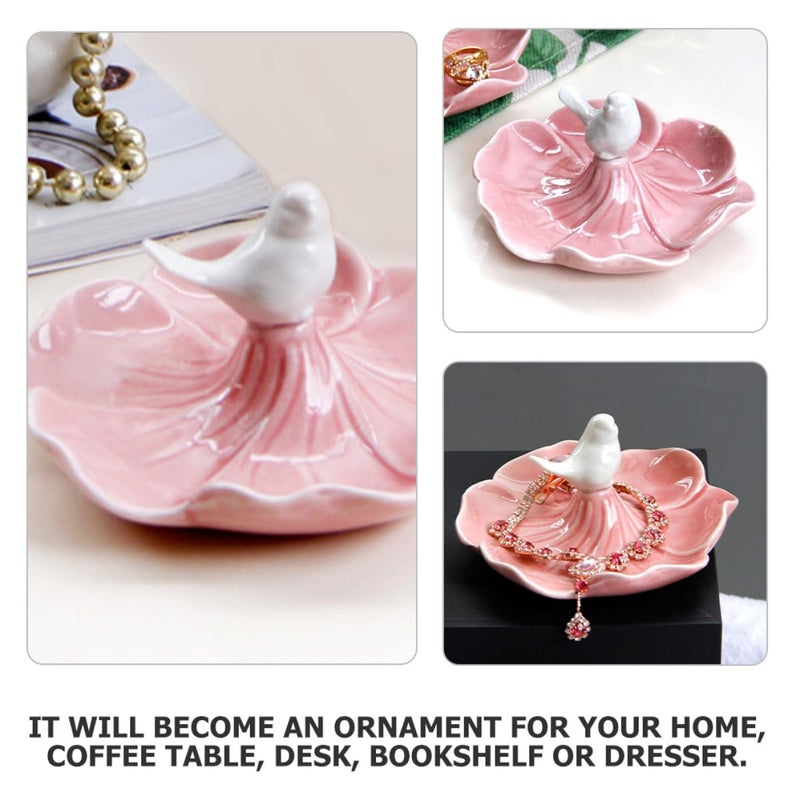 Pink Ceramic Jewelry Tray Ring Holder Necklace Storage Organizer Display Dish - Image 5