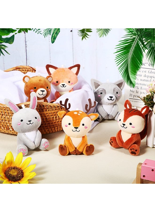 Aoriher 6 Pcs Mini Woodland Animals Plush Toys Gift 4 Inch Cute Plush Bear Rabbit Squirrel Raccoon Stuffed Keychain for Baby Shower Birthday Party Centerpiece Decor Classroom Prizes(Regular Style) - Image 4
