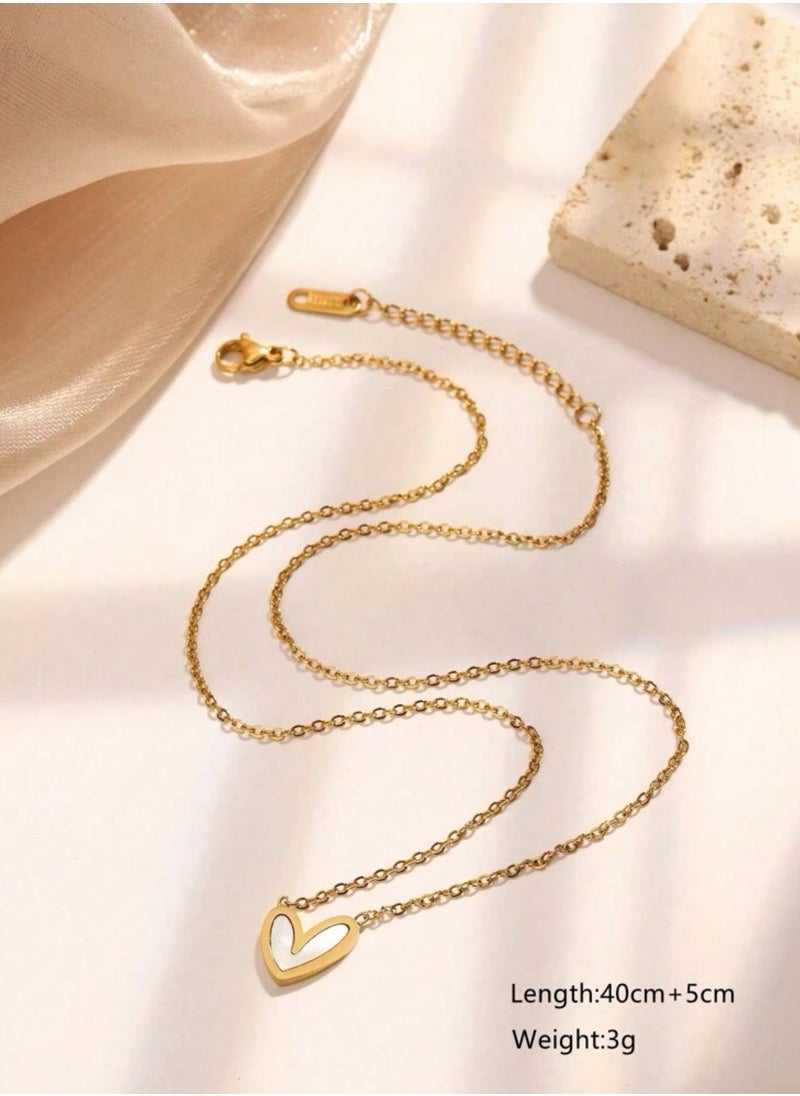 sixtyfour Elegant Stainless Steel Gold Plated Necklace For Women  - Image 3