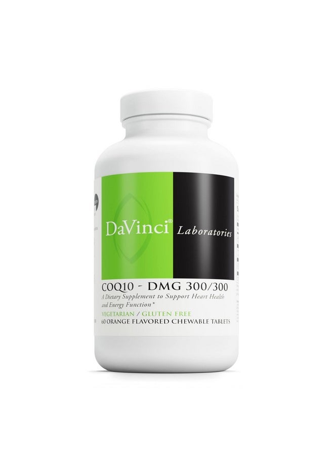 Davinci DAVINCI Labs CoQ10 - DMG 300/300 - Supports Heart Health and Energy Function* - Dietary Supplement with Coenzyme Q10 & Vitamin E - Vegetarian - Gluten-Free - 60 Orange Flavored Chewable Tablets  - Image 1
