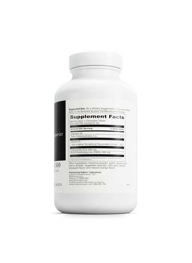 Davinci DAVINCI Labs CoQ10 - DMG 300/300 - Supports Heart Health and Energy Function* - Dietary Supplement with Coenzyme Q10 & Vitamin E - Vegetarian - Gluten-Free - 60 Orange Flavored Chewable Tablets  - Image 2