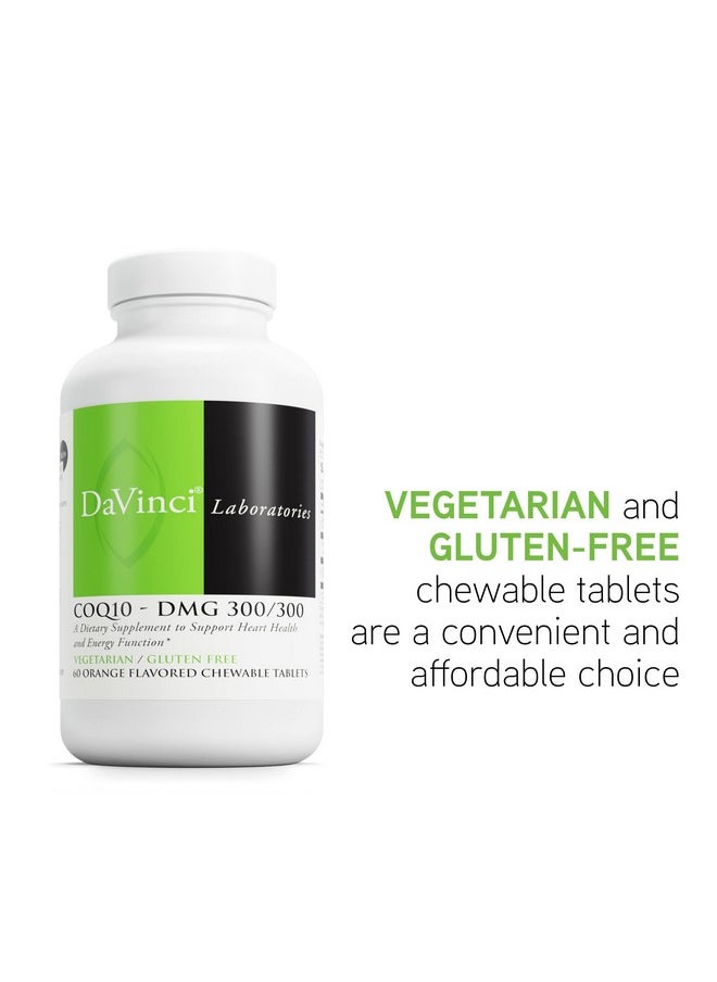 Davinci DAVINCI Labs CoQ10 - DMG 300/300 - Supports Heart Health and Energy Function* - Dietary Supplement with Coenzyme Q10 & Vitamin E - Vegetarian - Gluten-Free - 60 Orange Flavored Chewable Tablets  - Image 5