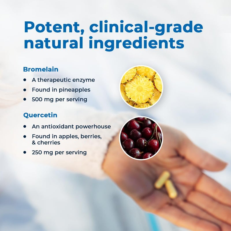 VitaMedica Bromelain & Quercetin Supplement - 500mg Bromelain 250mg Quercetin - 2400 GDU for Immunity, Joint Support, Inflammation and Muscle Recovery - 20 Vegan Capsules - 5 Day Supply - Image 4