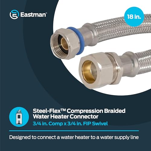Eastman 18 Inch SteelFlex Water Heater Connector 34 Inch FIP Swivel x 34 Inch Compression Flexible Braided Stainless Steel 48257 - Image 3