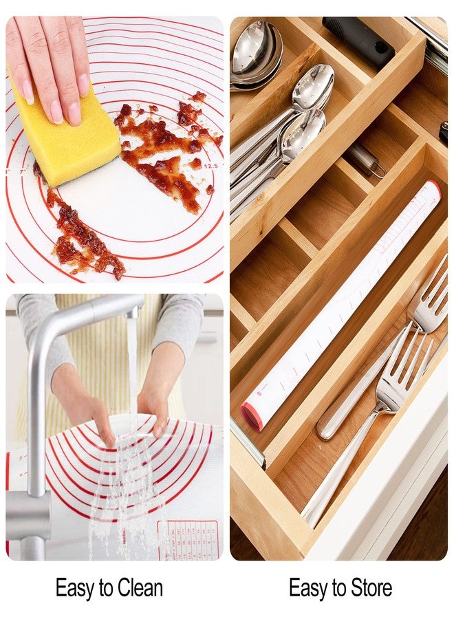HOOMIL Silicone Baking Mat, Non-Stick, Non-Slip, Extra Large Pastry Mat for Rolling Dough, Bread Pie Crust Pizza Cookies Fondant Making, with Measurements - 24"x16" - Image 5