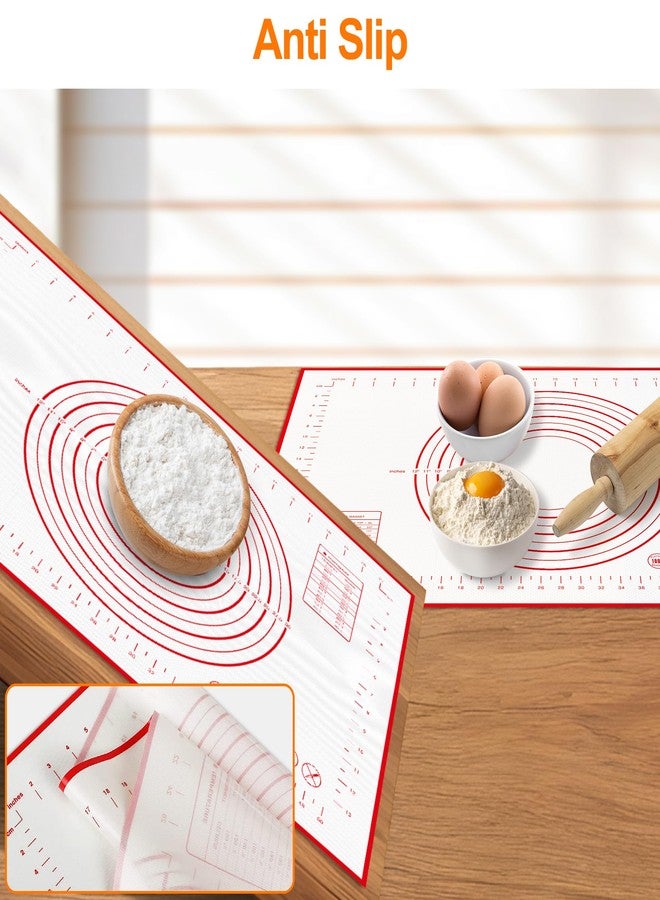 HOOMIL Silicone Baking Mat, Non-Stick, Non-Slip, Extra Large Pastry Mat for Rolling Dough, Bread Pie Crust Pizza Cookies Fondant Making, with Measurements - 24"x16" - Image 3