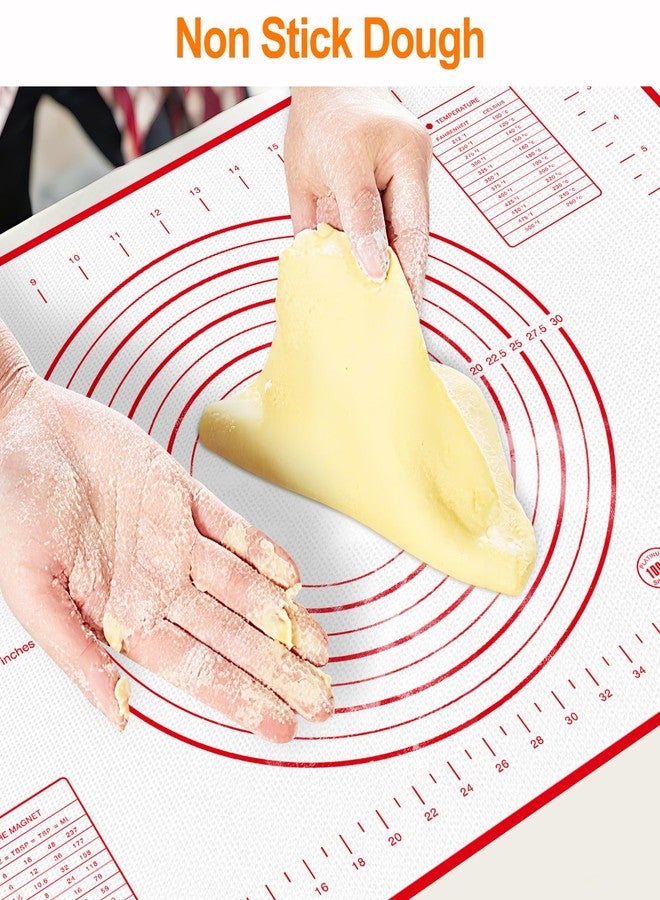 HOOMIL Silicone Baking Mat, Non-Stick, Non-Slip, Extra Large Pastry Mat for Rolling Dough, Bread Pie Crust Pizza Cookies Fondant Making, with Measurements - 24"x16" - Image 2