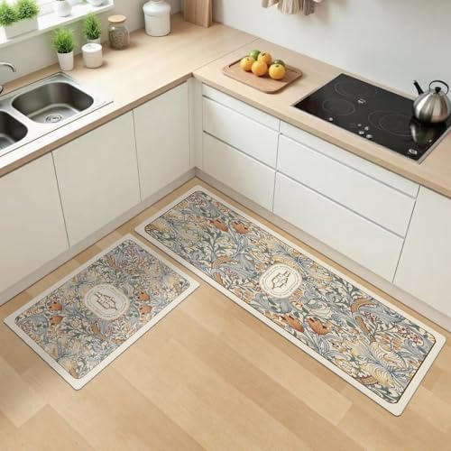 Home-Cloud HomeCloud Rubber Kitchen Mats for Floor Set of 2 Pcs|Non-Skid, Soft Absorbent Rugs for Kitchen, Laundry, and Hallway|120x40cm, 40x60cm| 4mm Thickness (Beige_Beauty) - Image 4