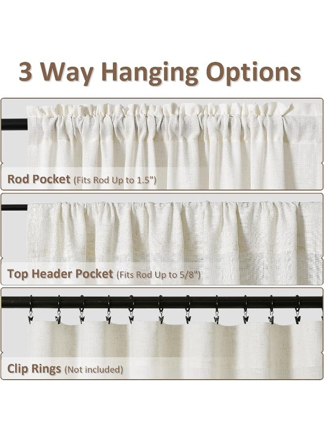Guken Natural Linen Curtains 72 Inch Length for Living Room Bedroom 2 Panels Set Rod Pocket Light Filtering Semi Sheer Window Curtains 52 Inch Width Boho Farmhouse Linen Drapes Cream Ivory, W52xL72 - Image 5