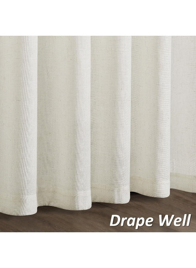 Guken Natural Linen Curtains 72 Inch Length for Living Room Bedroom 2 Panels Set Rod Pocket Light Filtering Semi Sheer Window Curtains 52 Inch Width Boho Farmhouse Linen Drapes Cream Ivory, W52xL72 - Image 4