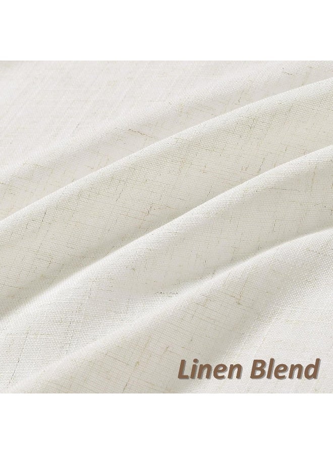 Guken Natural Linen Curtains 72 Inch Length for Living Room Bedroom 2 Panels Set Rod Pocket Light Filtering Semi Sheer Window Curtains 52 Inch Width Boho Farmhouse Linen Drapes Cream Ivory, W52xL72 - Image 2