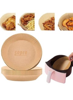 Generic 50-Pack Round Parchment Paper Air Fryer Liners - Food-Grade Safe Baking and Roasting Liner for Microwave - Round Disposable Air Fryer Paper Bowl, Safe Liners for Air Fryers - Fits 16cm Fryer Baskets - Oil & Water Resistant Parchment Baking Paper  - Image 1