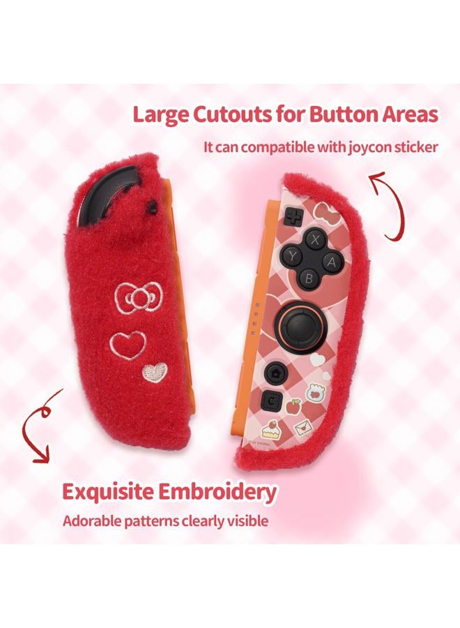 Kuitmor Cute Plush Protective Case Compatible with Switch 2 (2025), Anti-Scratch and Shock-Absorption Hard PC Shell Cover for Switch 2 Game Console and Joystick Controller (Red) - Image 4