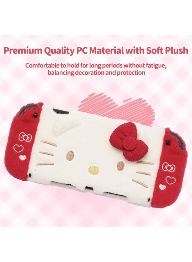 Kuitmor Cute Plush Protective Case Compatible with Switch 2 (2025), Anti-Scratch and Shock-Absorption Hard PC Shell Cover for Switch 2 Game Console and Joystick Controller (Red) - Image 2