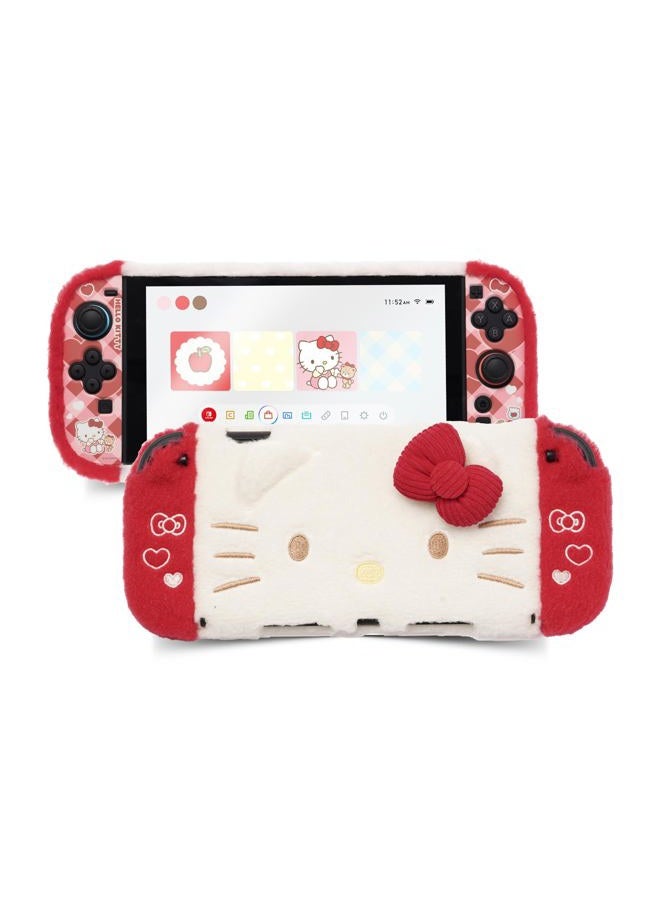 Kuitmor Cute Plush Protective Case Compatible with Switch 2 (2025), Anti-Scratch and Shock-Absorption Hard PC Shell Cover for Switch 2 Game Console and Joystick Controller (Red) - Image 1