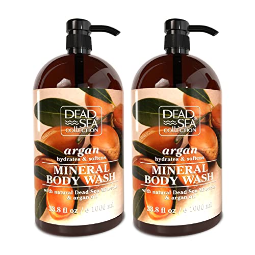 Dead Sea Collection Argan Body Wash for Women and Men - with Pure Dead Sea Minerals and Argan Oil - Cleanses and Moisturizes Skin - Pack of 2 (67.6 fl. oz) - Image 1
