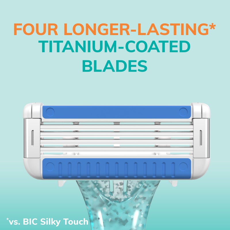 BIC EasyRinse Anti-Clogging Women's Disposable Razors for a Smoother Shave With Less Irritation*, Easy Rinse Shaving Razors With 4 Blades, 2 Count - Image 3